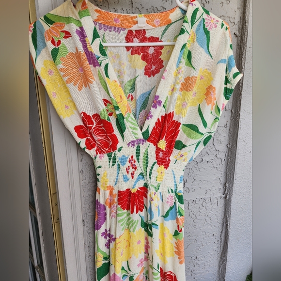Springfield Floral V-Neck Maxi Dress S - Picture 3 of 7